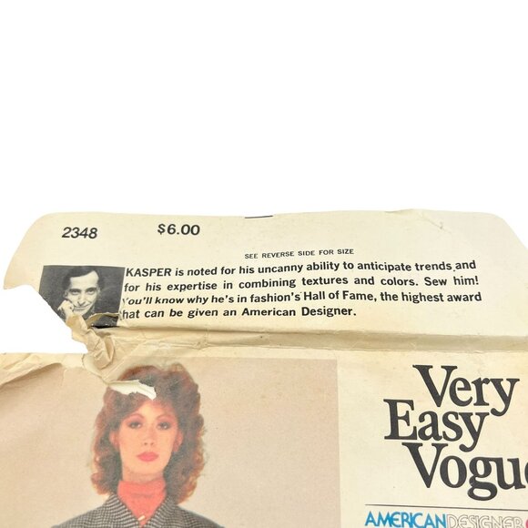 Very Easy Vogue 2348 Kasper Misses Jacket Blouse Skirt Size 8 Pattern Uncut - Picture 3 of 4